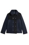 Fortela Patchwork Wool Caban Jacket In Blue
