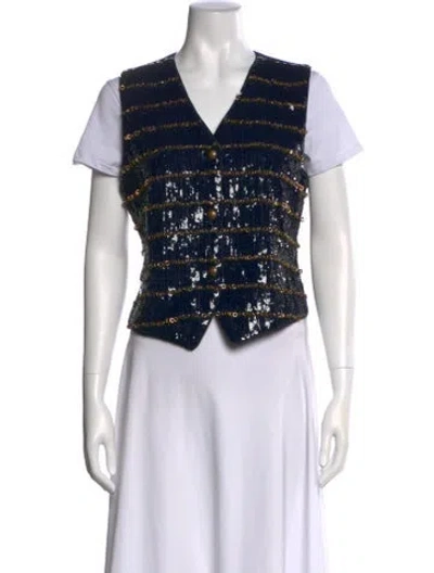 Pre-owned Fortela Patterned V-neck Top W/ Tags In Multi