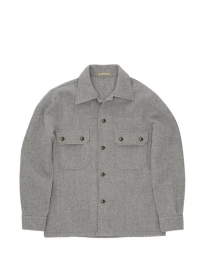 Fortela Pepper Buttoned Wool Overshirt In Gray
