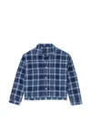 Fortela Peter Checkered Cotton Shirt Jacket In Blue