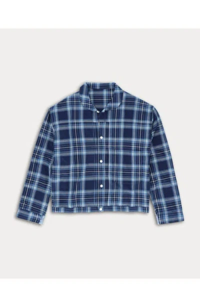 Fortela Peter Checkered Cotton Shirt Jacket In Blue