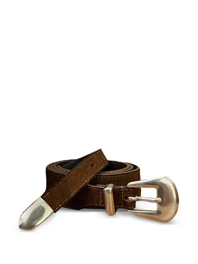 Fortela Phoenix Suede Buckle Belt In Brown