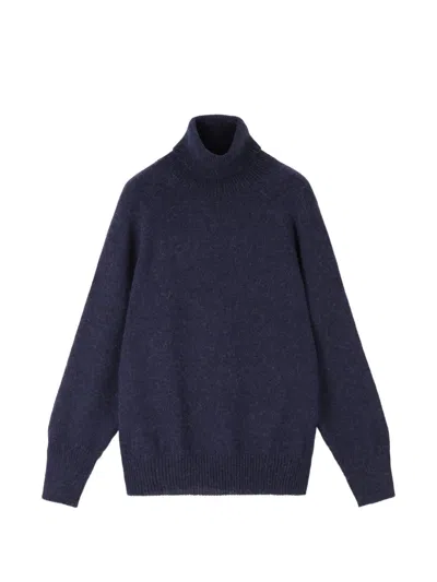 Fortela Piero High Neck Alpaca Wool Sweater In Blue