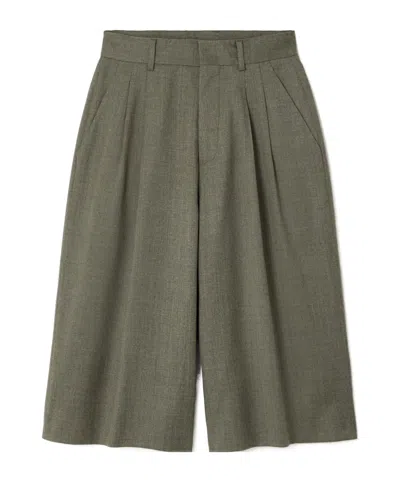 Fortela Pleated Wool-blend Shorts In Green