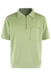 Fortela Polo Collar Zip-up Sweatshirt With Patch Pocket In Neutrals
