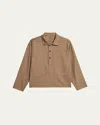Fortela Polo Wool Overshirt With Macro Pockets In Beige