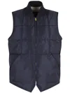 Fortela Quilted Woven Vest With High Collar In Blue