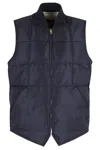Fortela Quilted Woven Vest With High Collar In Blue