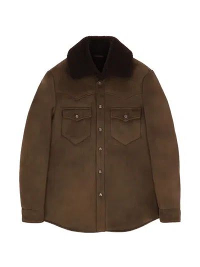 Fortela Ranch Shearling-collar Jacket In Brown