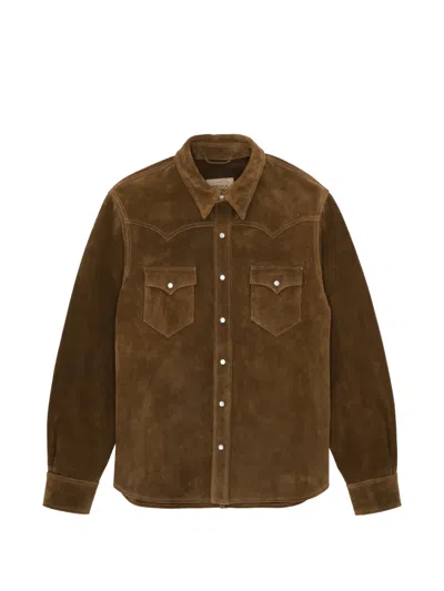 Fortela Ranch Texan Suede Shirt In Brown