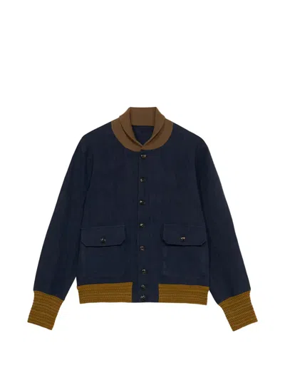 Fortela Regan Military Inspired Bomber Jacket In Blue