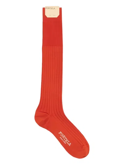 Fortela Ribbed Socks In Orange
