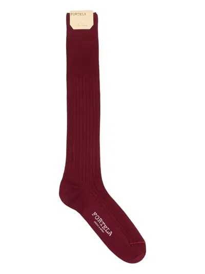 Fortela Ribbed Socks In Red