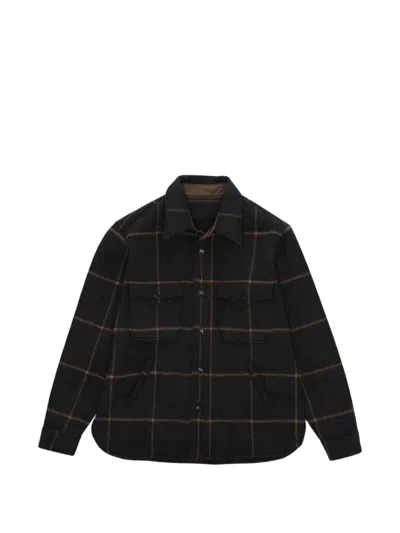 Fortela Ringo Check-wool Shirt Jacket In Black
