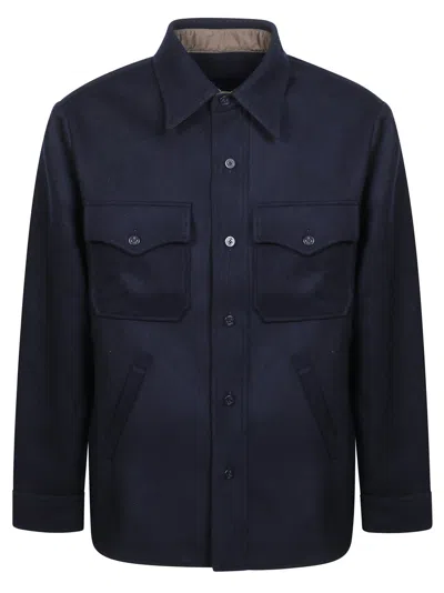 Fortela Ringo Virgin Wool Overshirt For Men In Blue