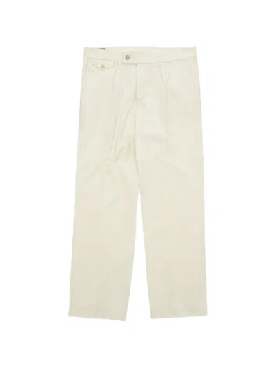 Fortela Riviera Pleated Cotton Straight-leg Trousers In Neutral
