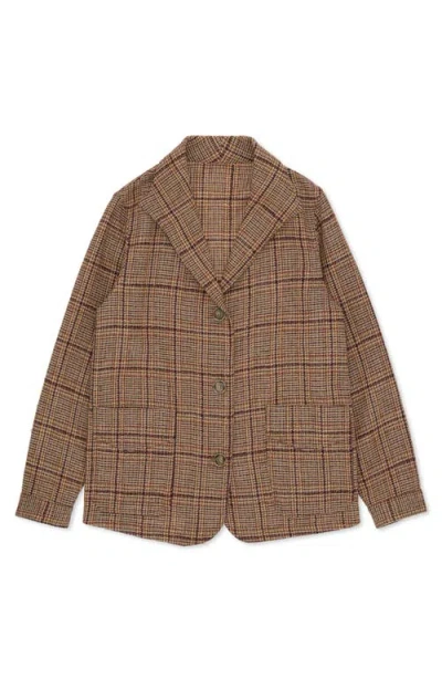 Fortela Scotland Classic Check Wool Jacket In Brown