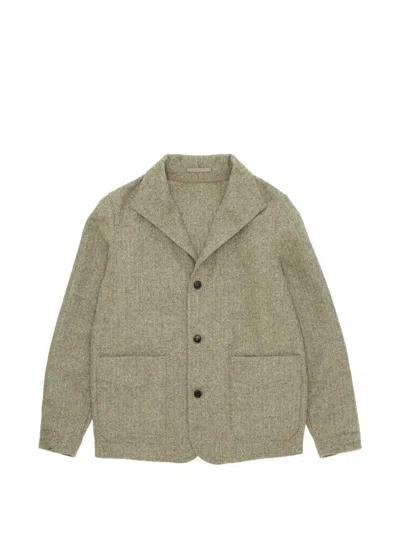 Fortela Scotland Herringbone Wool Jacket In Green