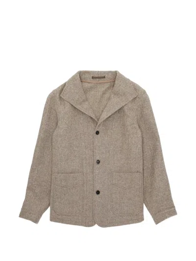 Fortela Scotland Herringbone Wool Jacket In Neutral