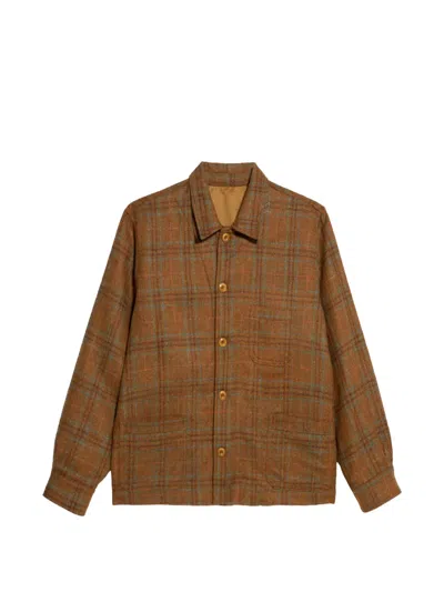 Fortela Seneca Check Jacket In Brown