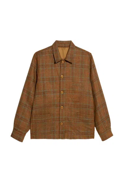 Fortela Seneca Woollen Check Short Work Jacket In Brown