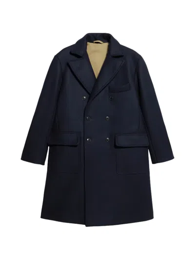 Fortela Serwilliam Double-breasted Flap-pocket Coat In Blue