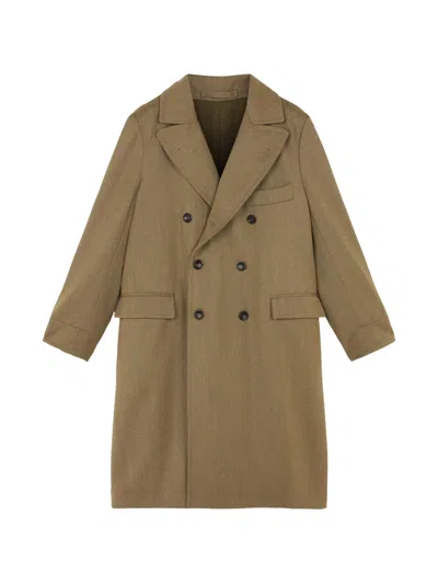 Fortela Serwilliam Double-breasted Flap-pocket Coat In Brown