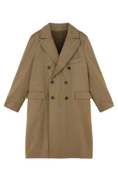 Fortela Serwilliam Wool Double-breasted Coat In Brown