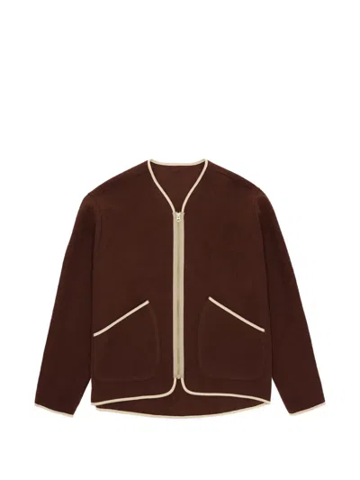 Fortela Sherpa Contrast-trim Wool Jacket In Burgundy