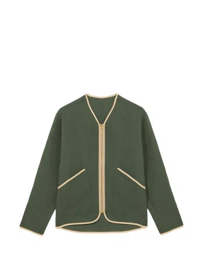 Fortela Sherpa Contrast-trim Zip Jacket In Green