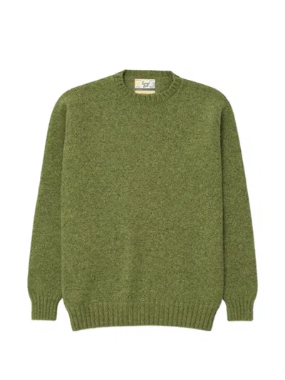Fortela Shetland Crewneck Wool-knit Sweater In Green