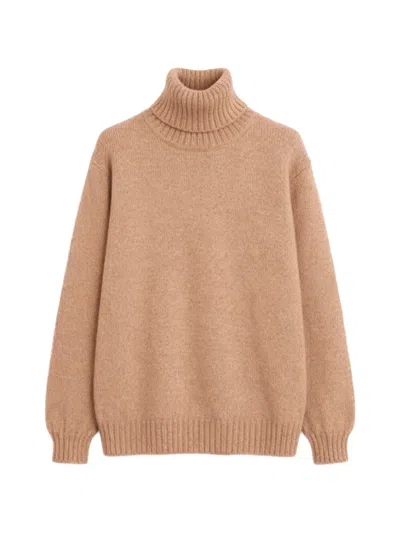 Fortela Shetland Turtleneck Wool-knit Sweater In Brown