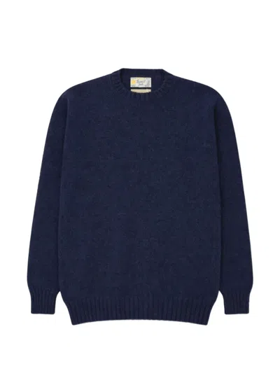 Fortela Shetland Crew Neck Sweater In Blue