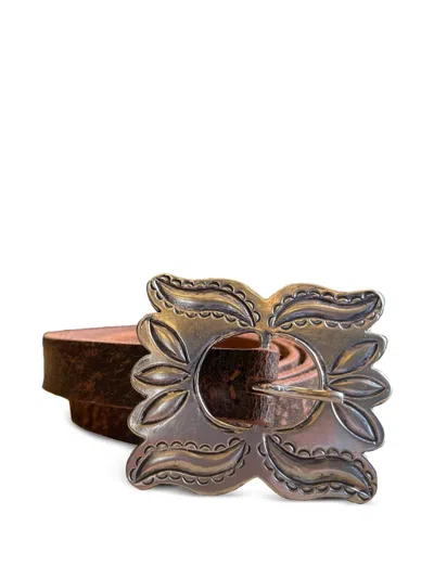 Fortela Silver-buckle Leather Belt In Brown