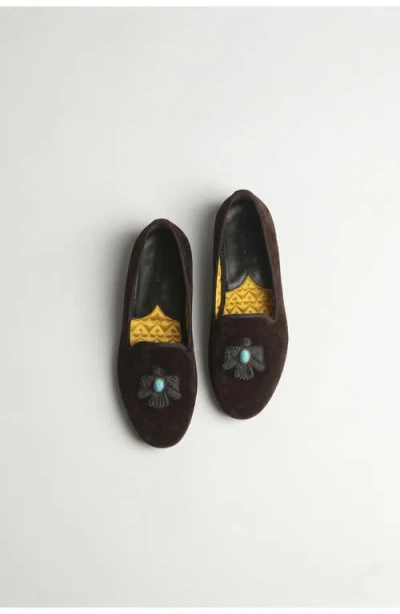 Fortela Smokedbone Broadway Thunderbird Suede Slide In Dark Brown