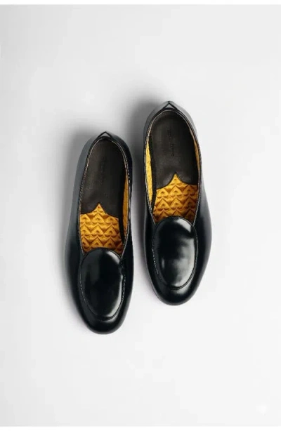 Fortela Smokedbone Hampton Abrasive Leather Slipper In Black