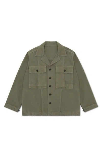 Fortela Solomon Herringbone Overshirt In Green