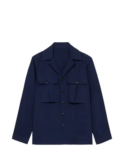 Fortela Solomont Twill Cotton Overshirt In Blue