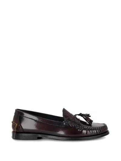 Fortela Sophie Tassel Leather Loafers In Brown