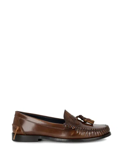 Fortela Sophie Tassel Leather Loafers In Brown