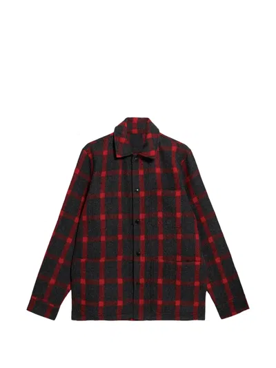 Fortela Steck Wool Check Overshirt In Black