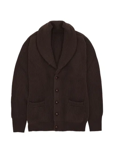 Fortela Stoke Shawl-collar Cardigan In Brown