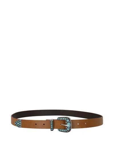 Fortela Stone-embellishment Belt In Brown