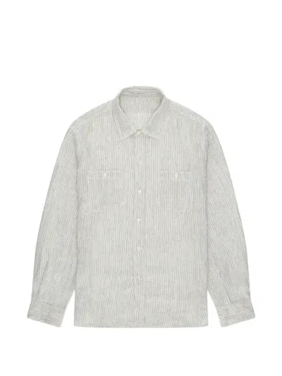 Fortela Striped Chest-pocket Shirt In White