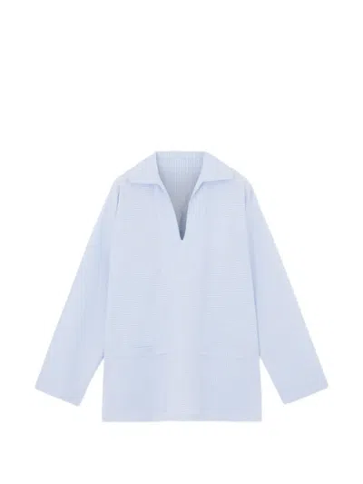 Fortela Striped Popeline Shirt In Blue