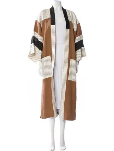 Pre-owned Fortela Striped Poncho In Neutral