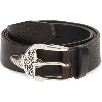 Fortela Studded Leather Belt In Burgundy