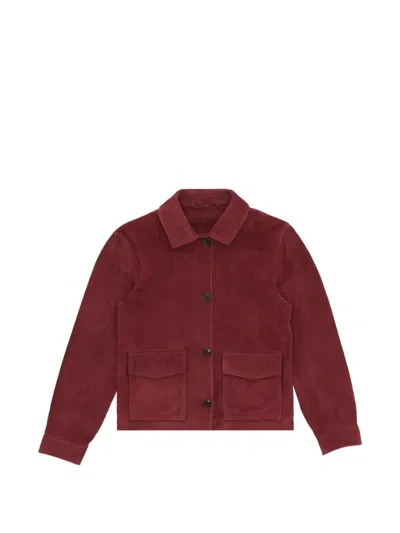 Fortela Suede Button Jacket In Red