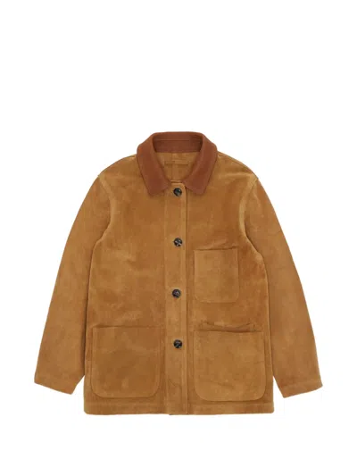 Fortela Suede Leather Jacket In Brown