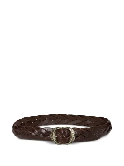Fortela Summer Braided Leather Belt In Brown